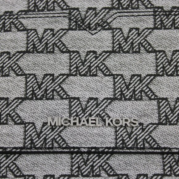 Michael Kors Logo Print Wristlet Clutch Pouch – Grey/Black Monogram MK Zip Bag - Picture 2 of 9